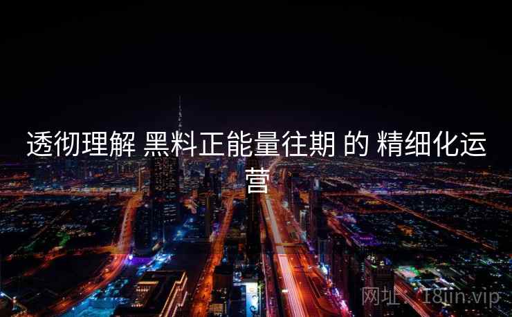 透彻理解 黑料正能量往期 的 精细化运营