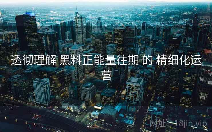 透彻理解 黑料正能量往期 的 精细化运营